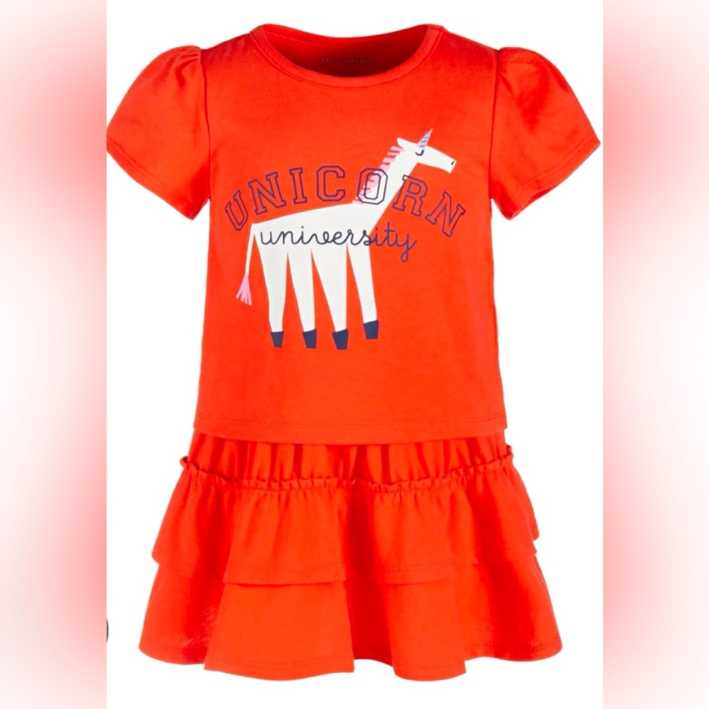 NWT Epic Threads Orange Unicorn Tee and Skirt Set
